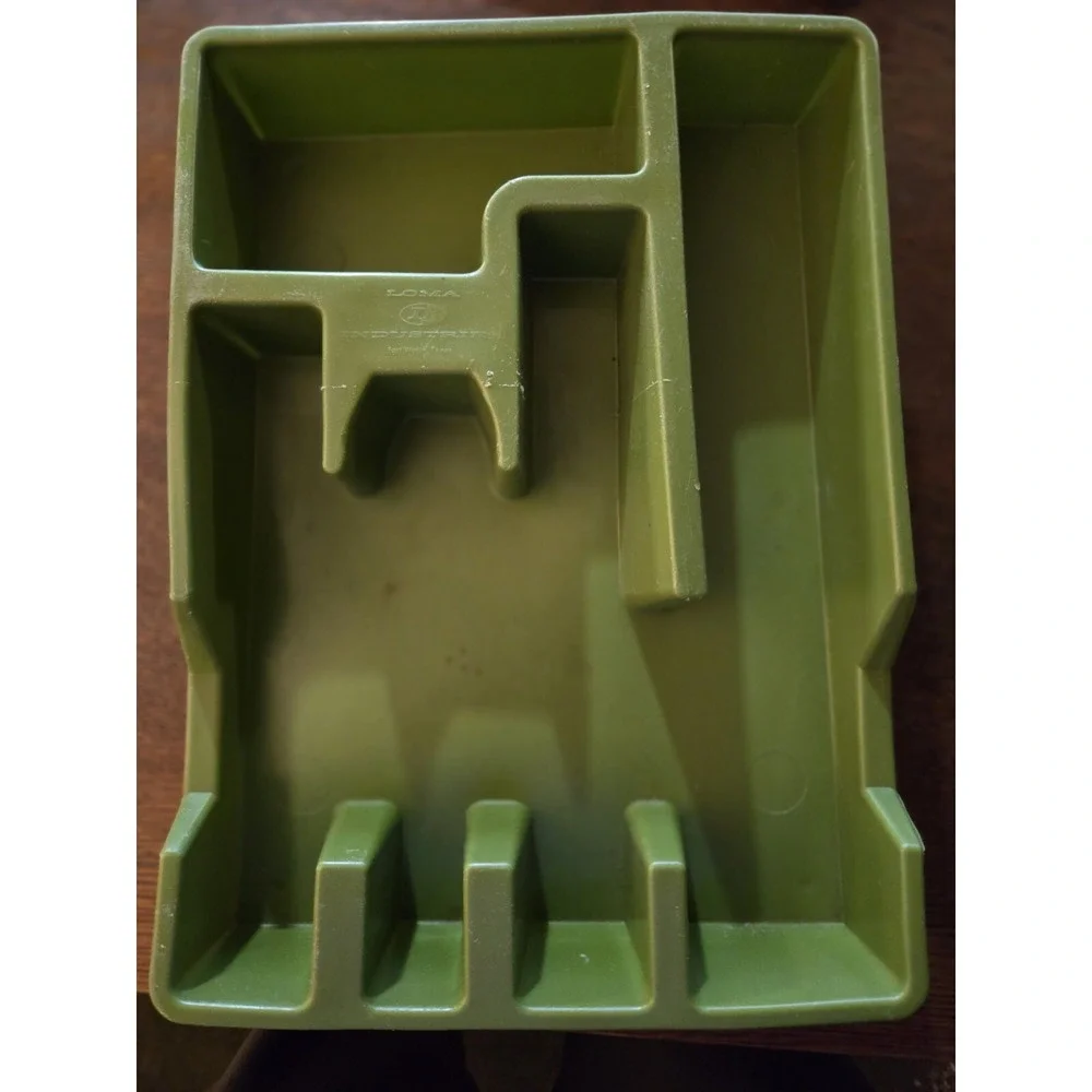 Avocado Green Drawer Utensil Silverware Divider Organizer Tray Vtg Plastic Loma